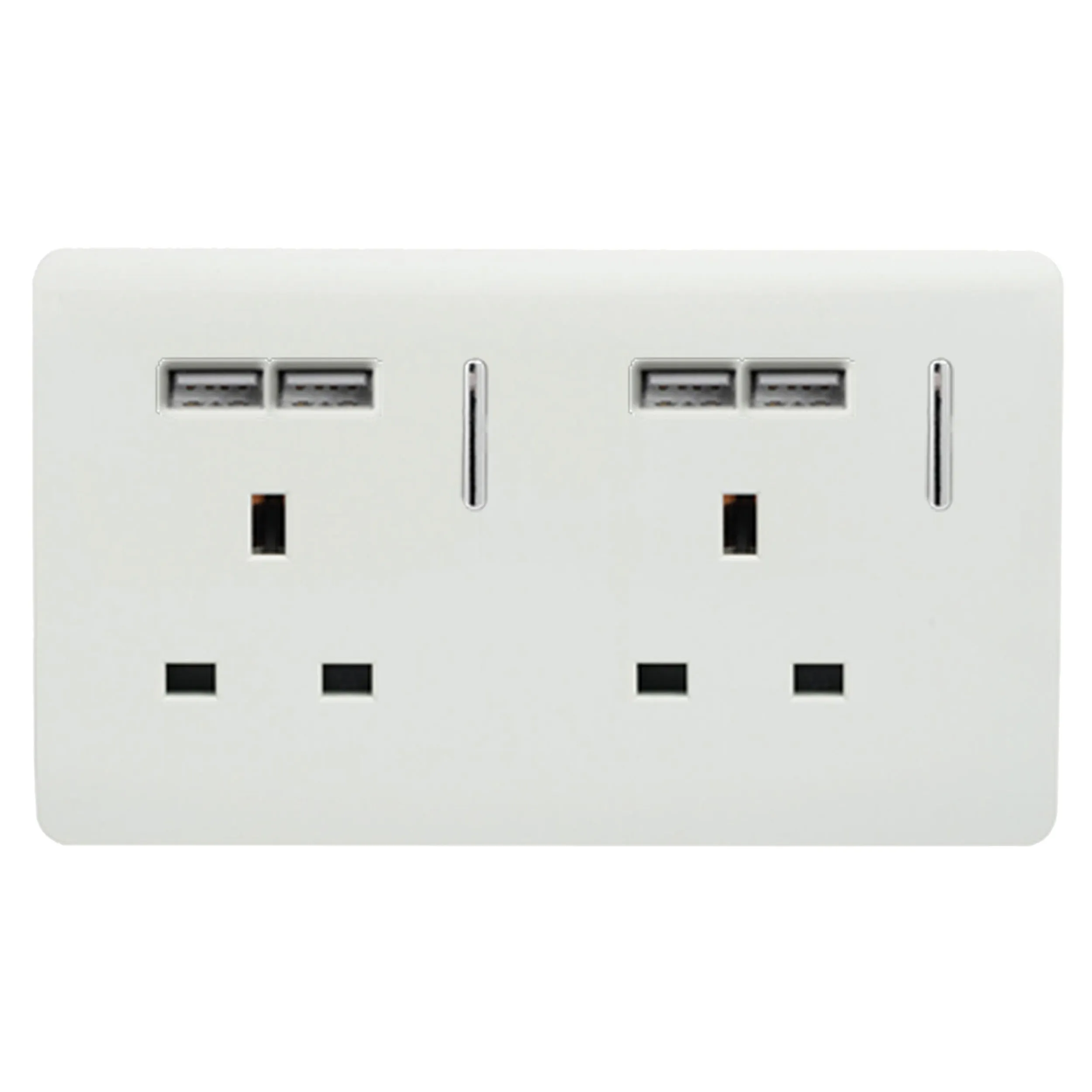 ART-SKT213USBWH  2 Gang 13Amp Switched Double Socket With 4X 2.1Mah USB Ice White